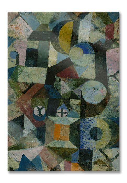 Paul Klee - Komposition mit dem gelben Halbmond, Glasbild