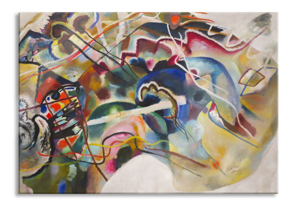 Pixxprint Wassily Kandinsky - Bild mit weißem Rand, Glasbild