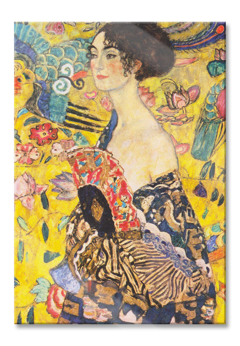 Pixxprint Gustav Klimt - Frau mit Fächer, Glasbild