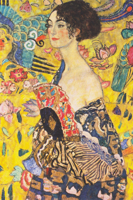 Gustav Klimt - Frau mit Fächer, Glasbild