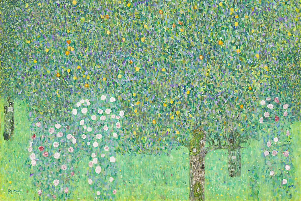 Gustav Klimt - Rosen unter Bäumen, Glasbild