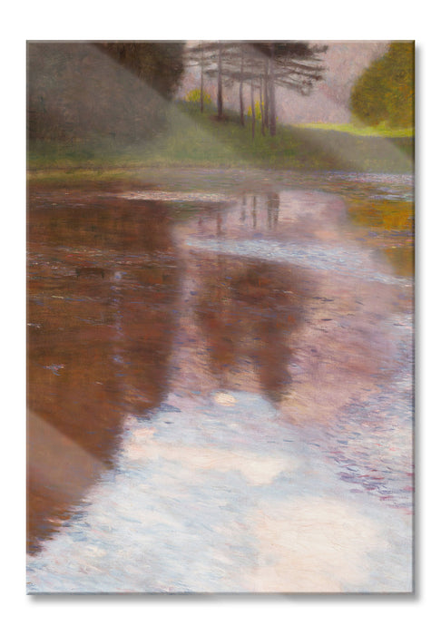 Gustav Klimt - Ein Morgen am Teiche Egelsee, Glasbild