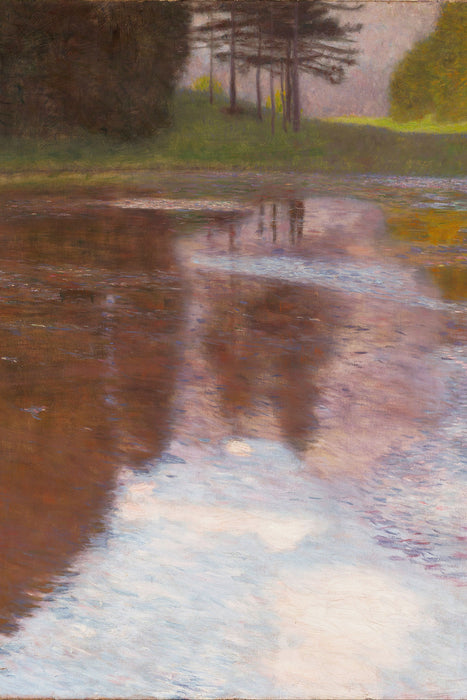 Gustav Klimt - Ein Morgen am Teiche Egelsee, Glasbild
