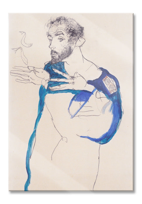 Pixxprint Gustav Klimt - in einem hellblauen Arbeit, Glasbild