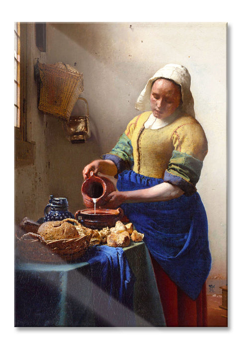 Pixxprint Johannes Vermeer - Das Milchmädchen, Glasbild