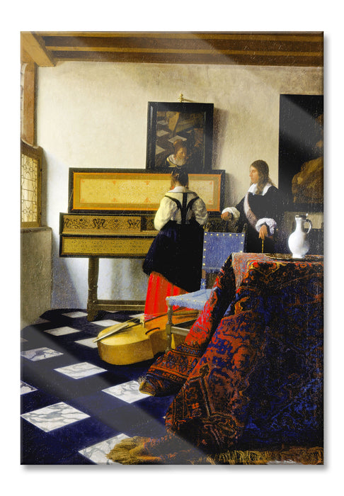 Pixxprint Johannes Vermeer - Die Musikstunde, Glasbild