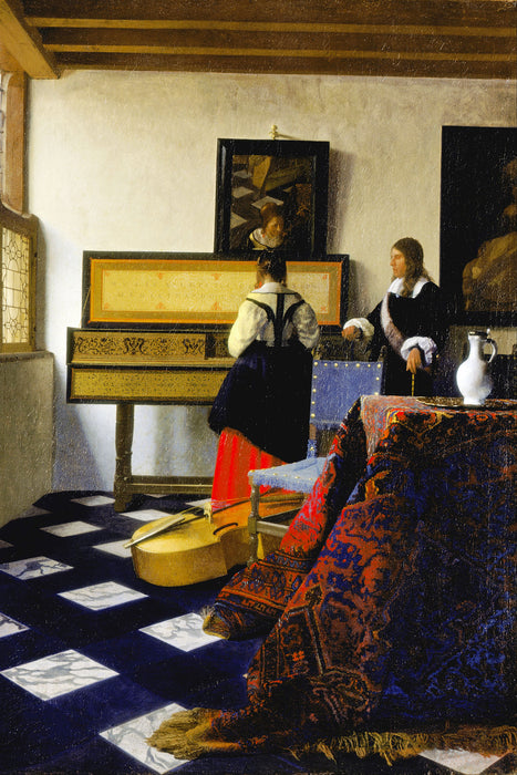 Johannes Vermeer - Die Musikstunde, Glasbild