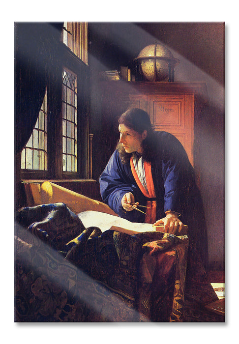 Johannes Vermeer - Der Geograph, Glasbild