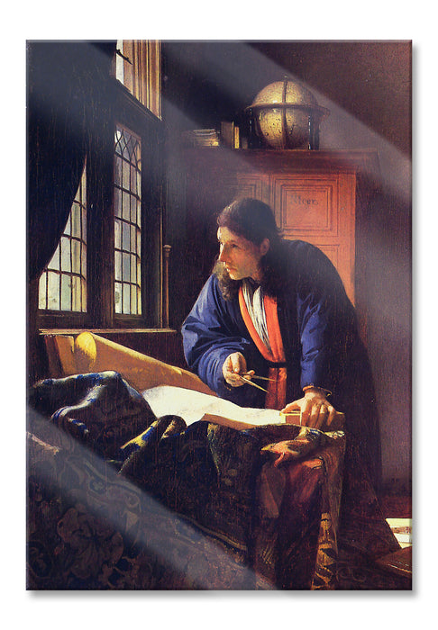 Pixxprint Johannes Vermeer - Der Geograph, Glasbild