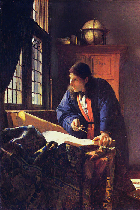Johannes Vermeer - Der Geograph, Glasbild