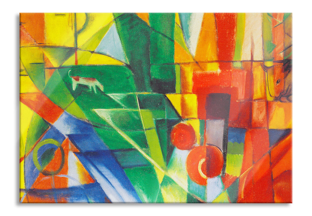 Pixxprint Franz Marc - Landschaft mit Haus Hund und Rind, Glasbild