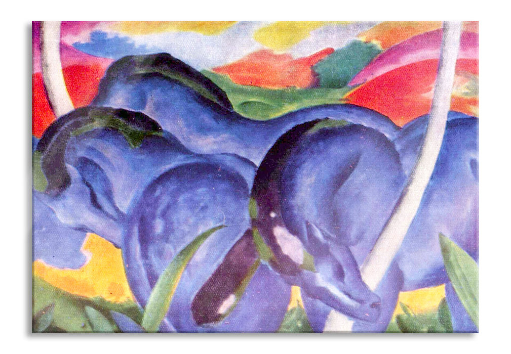 Franz Marc - Die großen blauen Pferde, Glasbild
