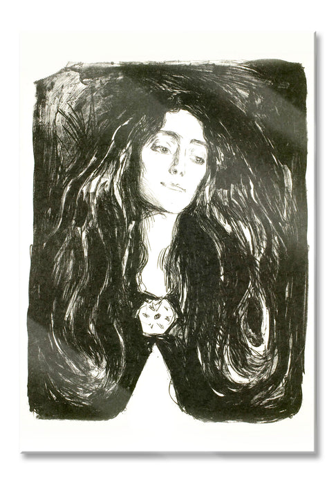Edvard Munch - Die Brosche - Eva Mudocci, Glasbild