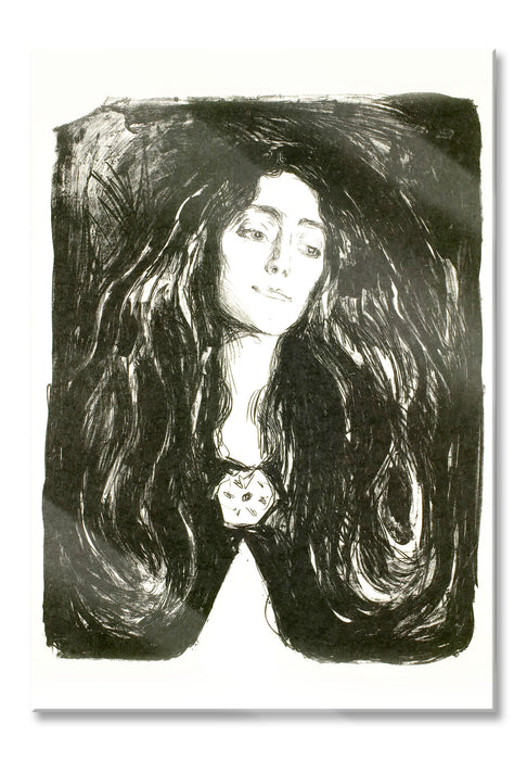 Pixxprint Edvard Munch - Die Brosche - Eva Mudocci, Glasbild
