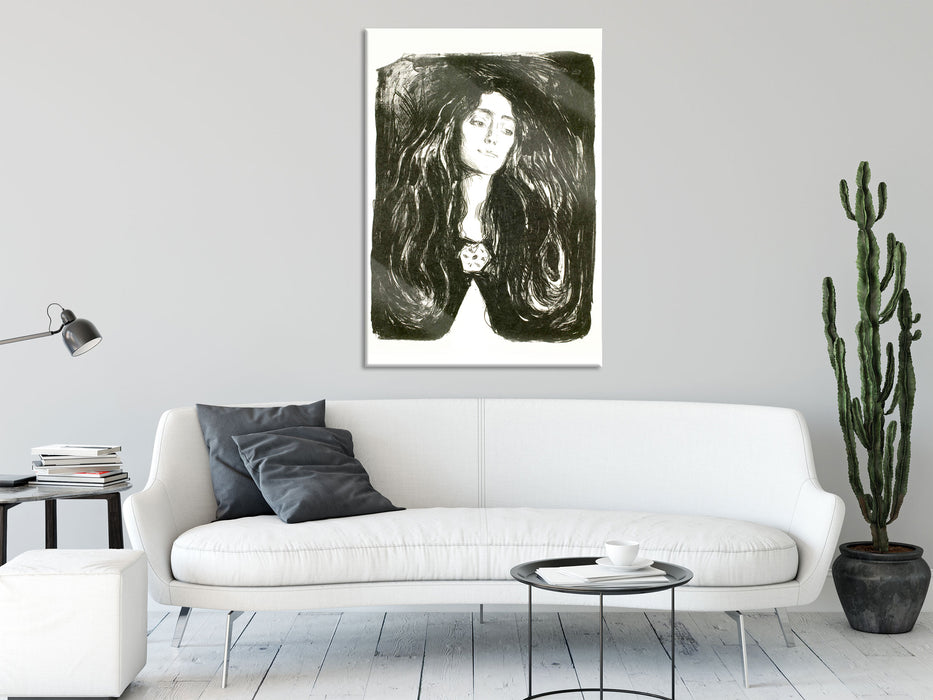 Edvard Munch - Die Brosche - Eva Mudocci, Glasbild