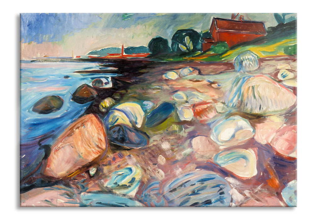 Pixxprint Edvard Munch - Küste mit rotem Haus, Glasbild
