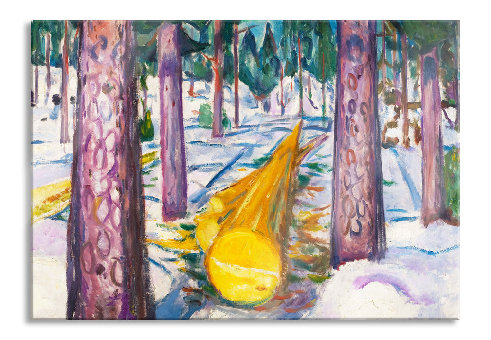 Pixxprint Edvard Munch - Gelber Baumstamm, Glasbild