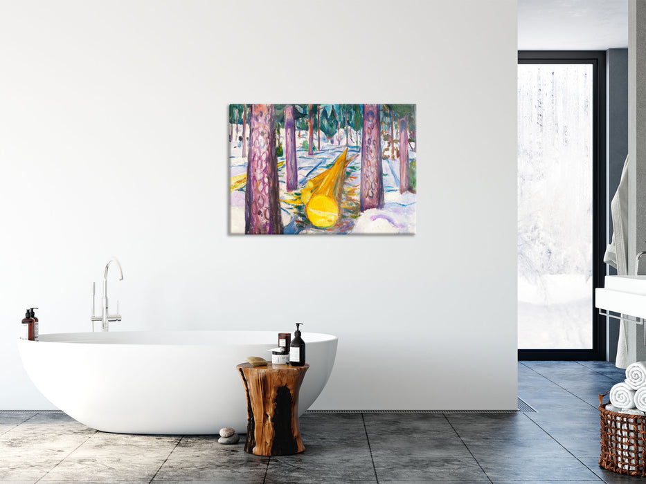 Edvard Munch - Gelber Baumstamm, Glasbild