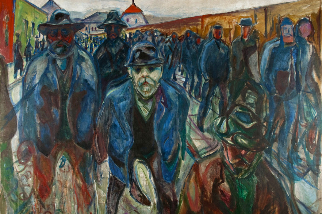 Edvard Munch - Arbeiter auf dem Heimweg, Glasbild