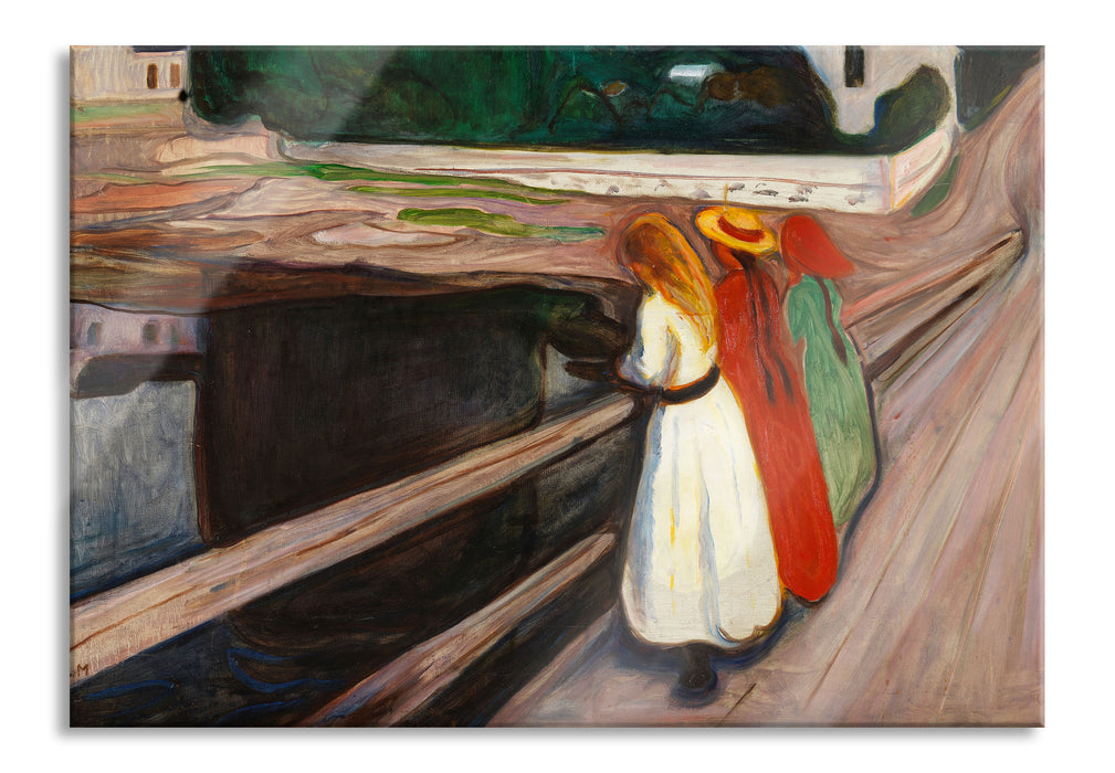 Pixxprint Edvard Munch - Mädchen auf der Brücke, Glasbild