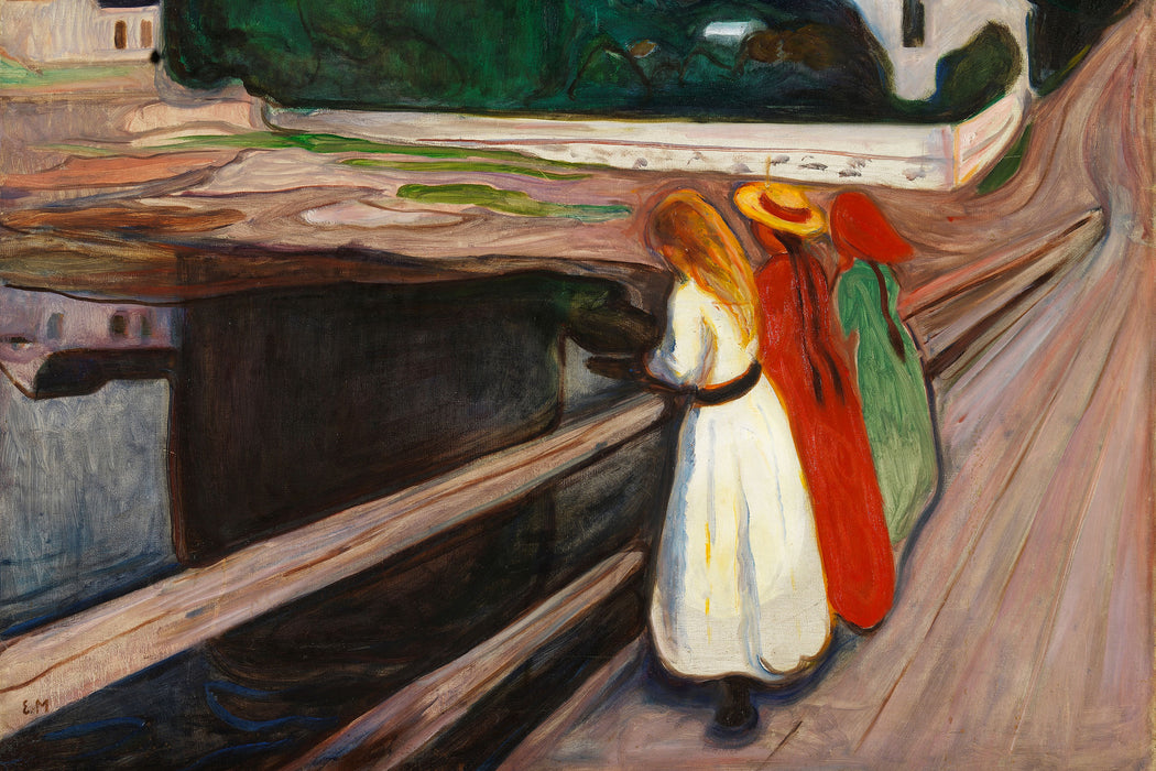 Edvard Munch - Mädchen auf der Brücke, Glasbild