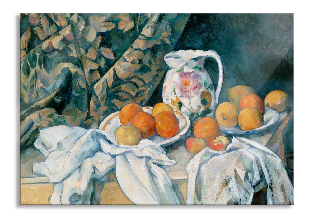 Pixxprint Paul Cézanne - Stillleben mit Gardine, Glasbild