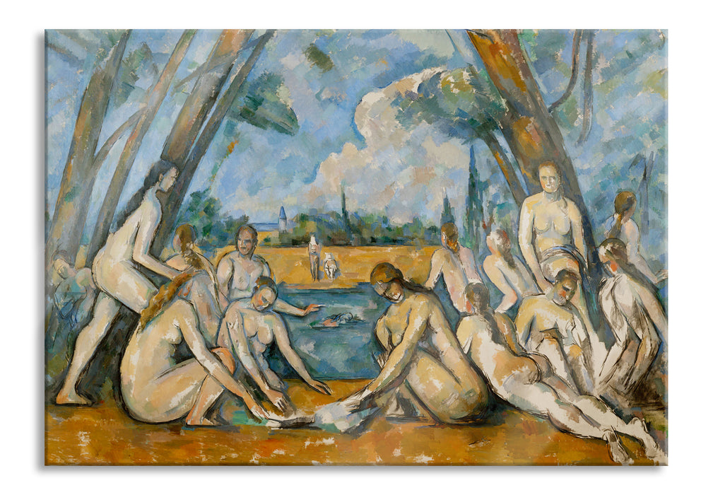 Paul Cézanne  - Die großen Badenden, Glasbild