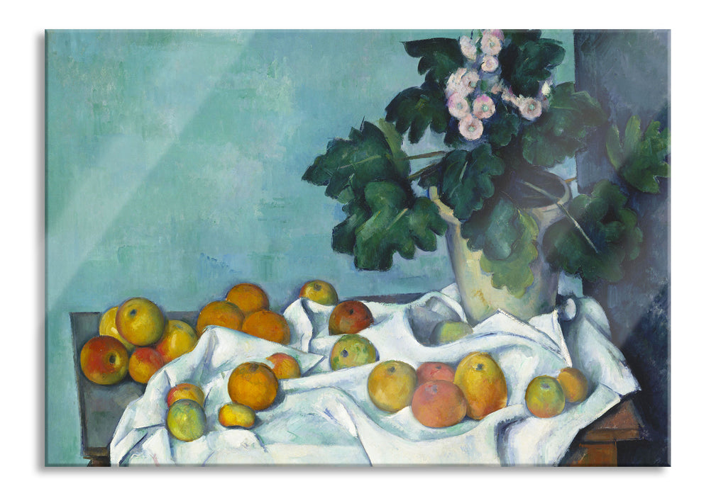 Pixxprint Paul Cézanne - Stillleben mit Äpfeln und einem Topf, Glasbild