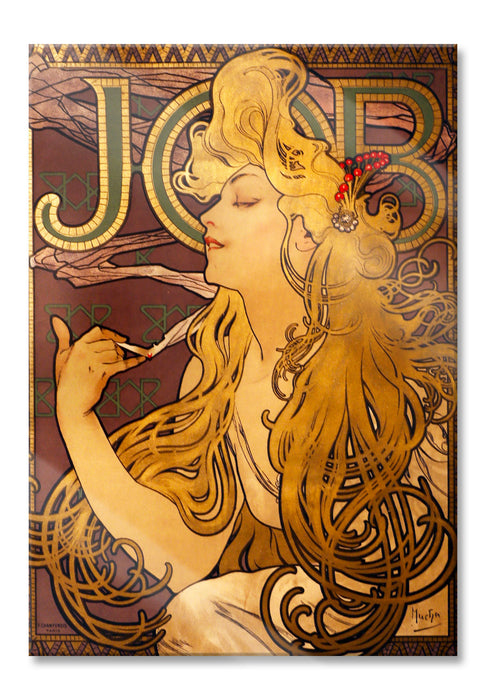 Pixxprint Alfons Mucha - Job Cigarettes, Glasbild