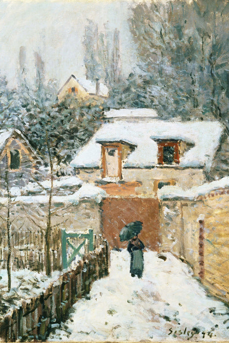 Alfred Sisley - Schnee in Louveciennes, Glasbild