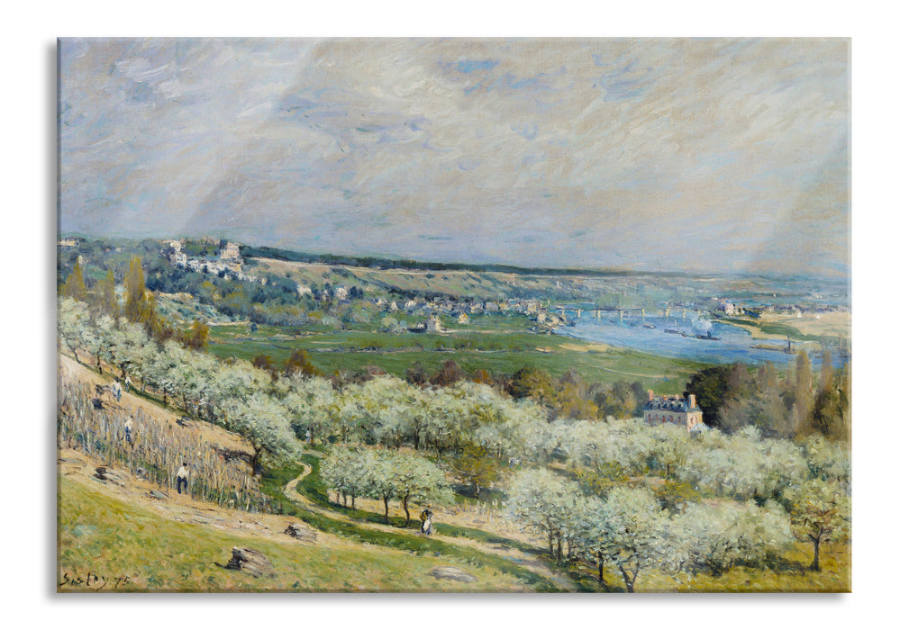 Pixxprint Alfred Sisley - Die Terrasse in Saint-Germain Spring, Glasbild