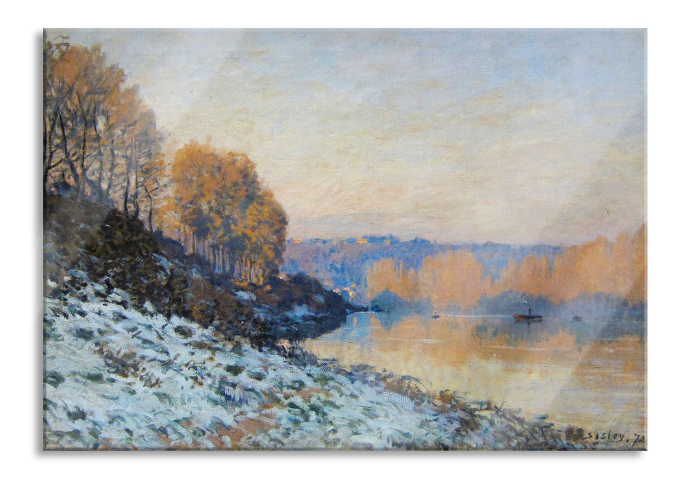 Alfred Sisley - Port Marly White Frost , Glasbild