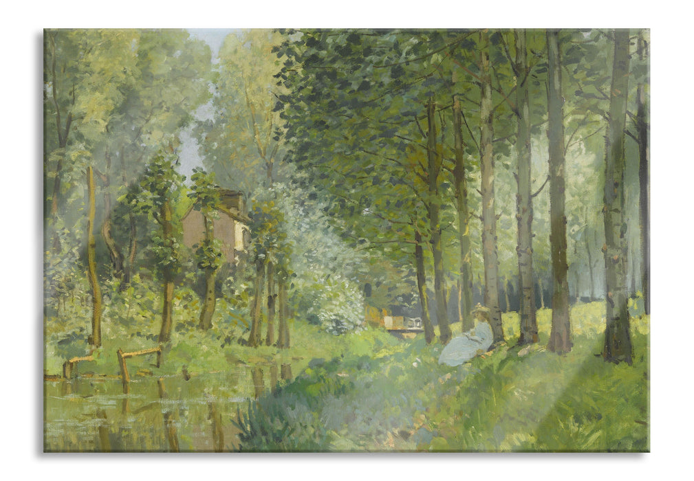 Pixxprint Alfred Sisley - Rest Along the Sream Edge of the Wood , Glasbild