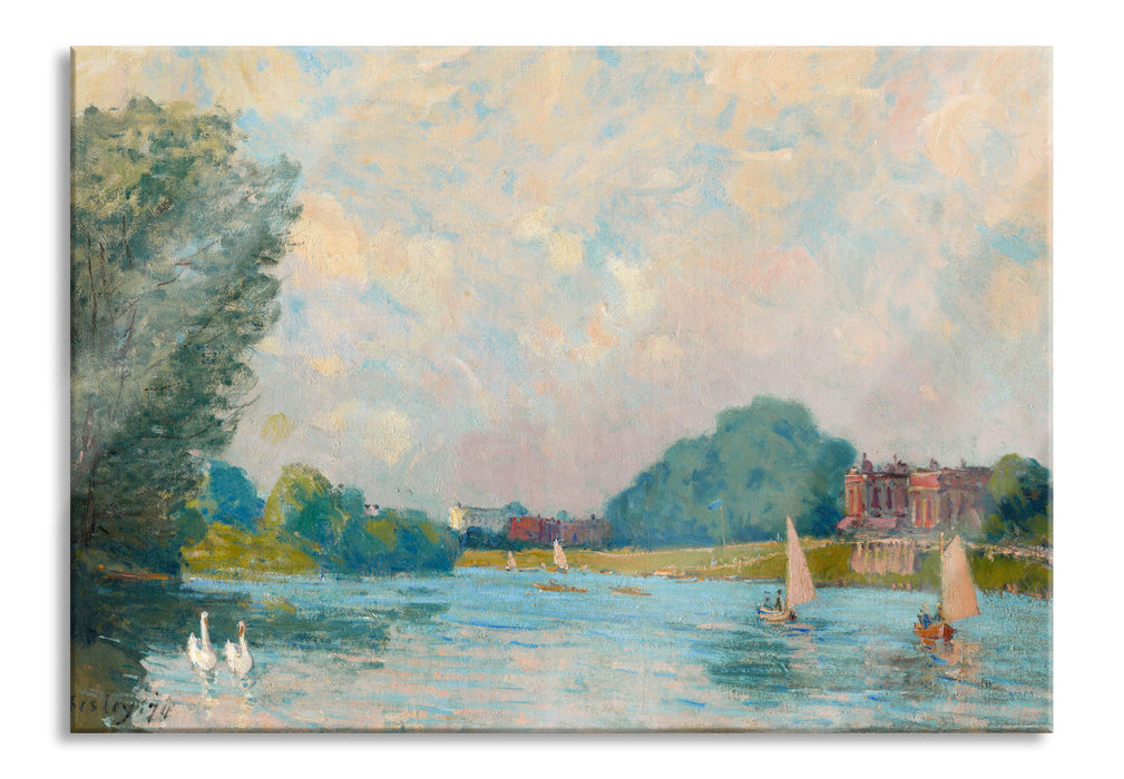 Alfred Sisley - Thames at Hampton Court , Glasbild