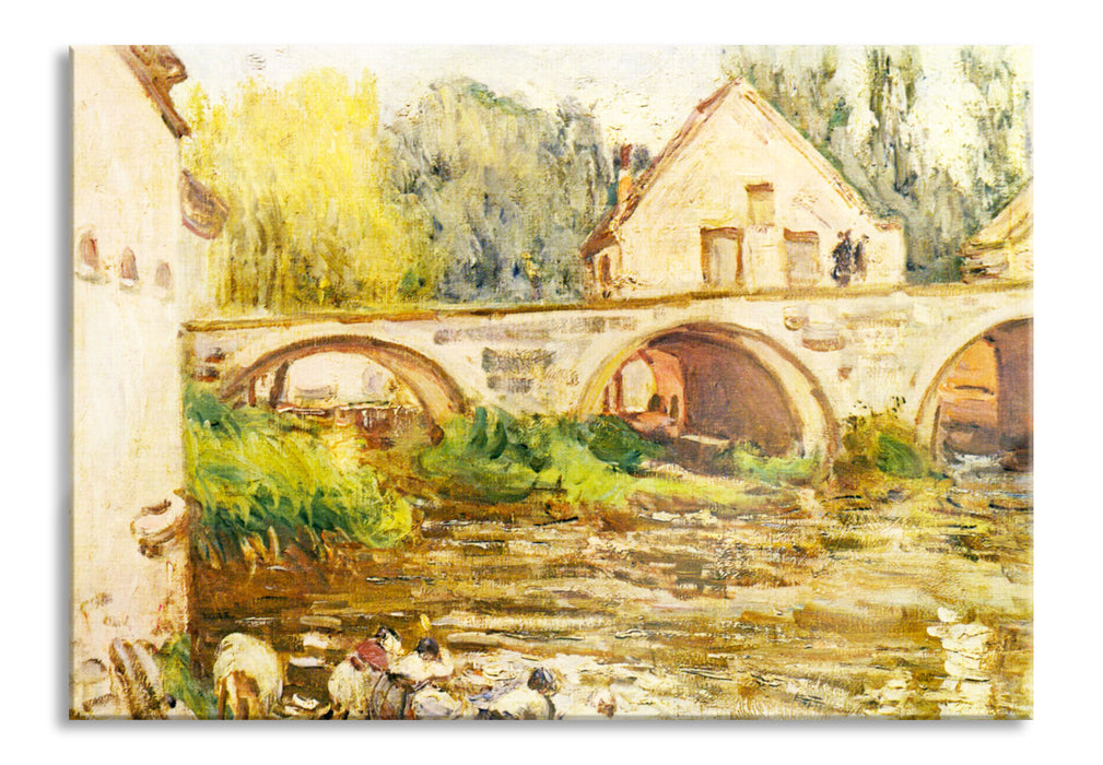 Pixxprint Alfred Sisley - The Washerwomen of Moret , Glasbild