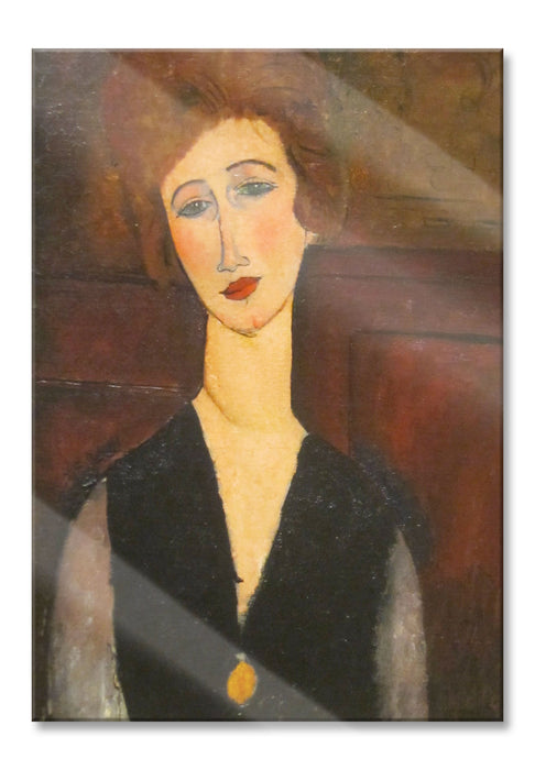 Amedeo Modigliani - Portrait einer Frau, Glasbild