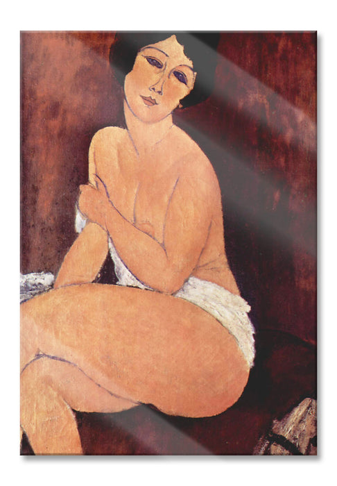 Amedeo Modigliani - Sitzende Nackte auf Divan, Glasbild