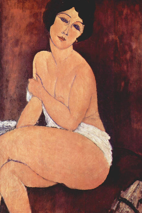 Amedeo Modigliani - Sitzende Nackte auf Divan, Glasbild