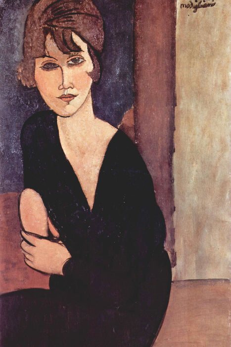 Amedeo Modigliani - Sitzende Frau , Glasbild
