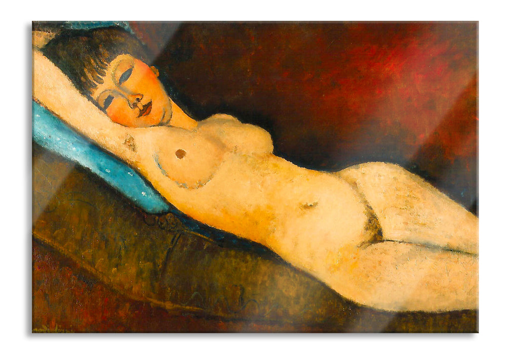Pixxprint Amedeo Modigliani - Nu Couché au coussin bleu, Glasbild