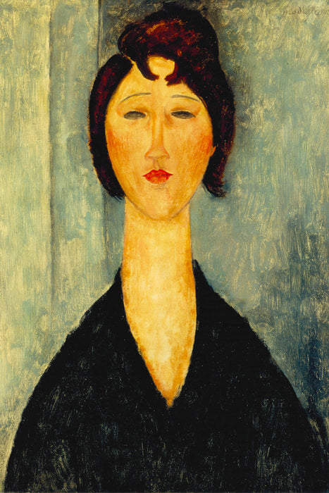 Amedeo Modigliani - Portrait einer jungen Frau , Glasbild