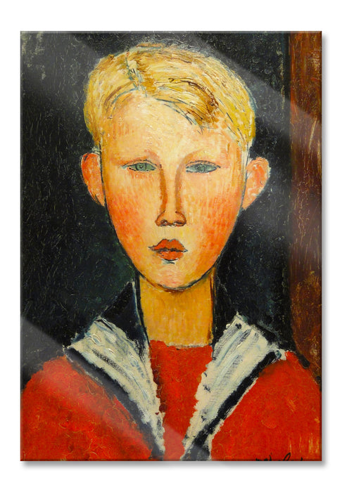 Amedeo Modigliani - Der Junge mit den blauen Augen , Glasbild