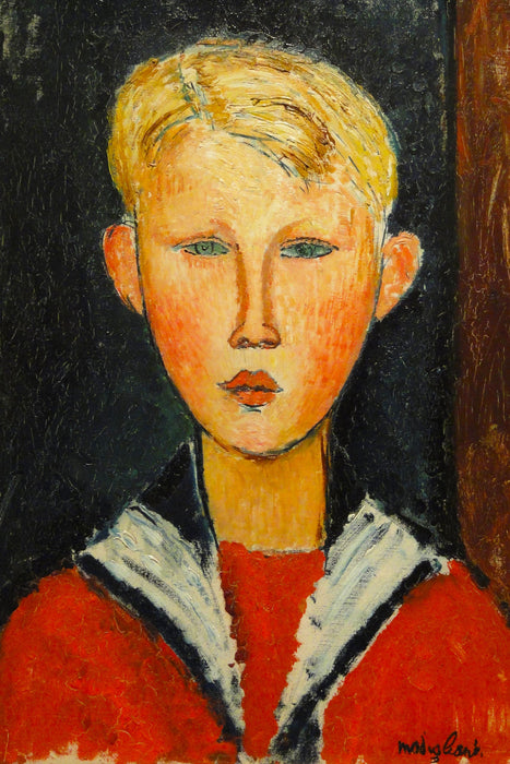 Amedeo Modigliani - Der Junge mit den blauen Augen , Glasbild