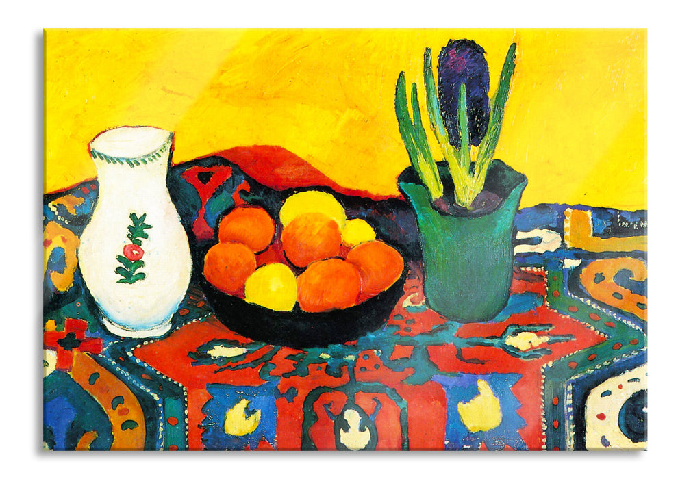 Pixxprint August Macke - Stillleben Still Life Hyacinths Carpet , Glasbild