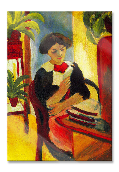 Pixxprint August Macke - Abstrakt Elizabeth Reading, Glasbild