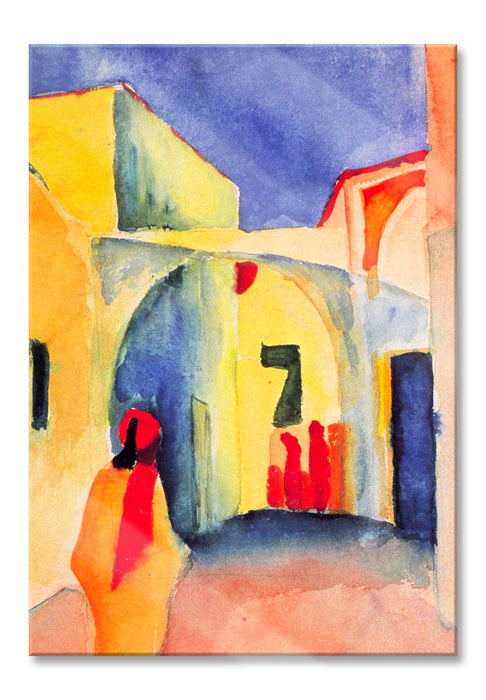Pixxprint August Macke - Blick auf eine Allee in Tunis , Glasbild
