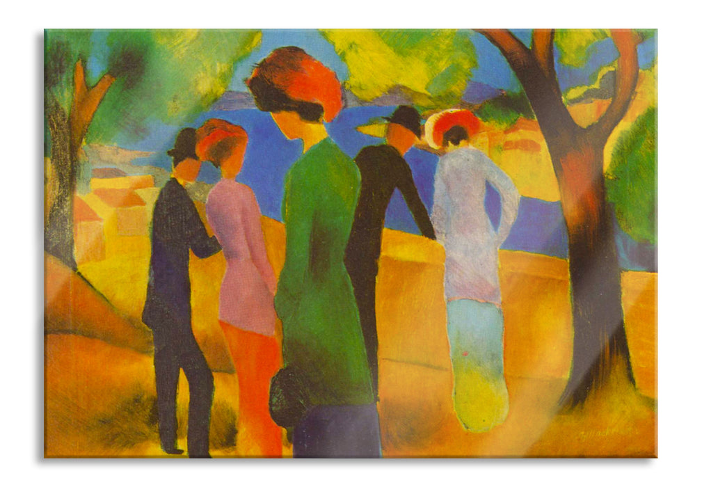 Pixxprint August Macke - Dame in grüner Jacke , Glasbild