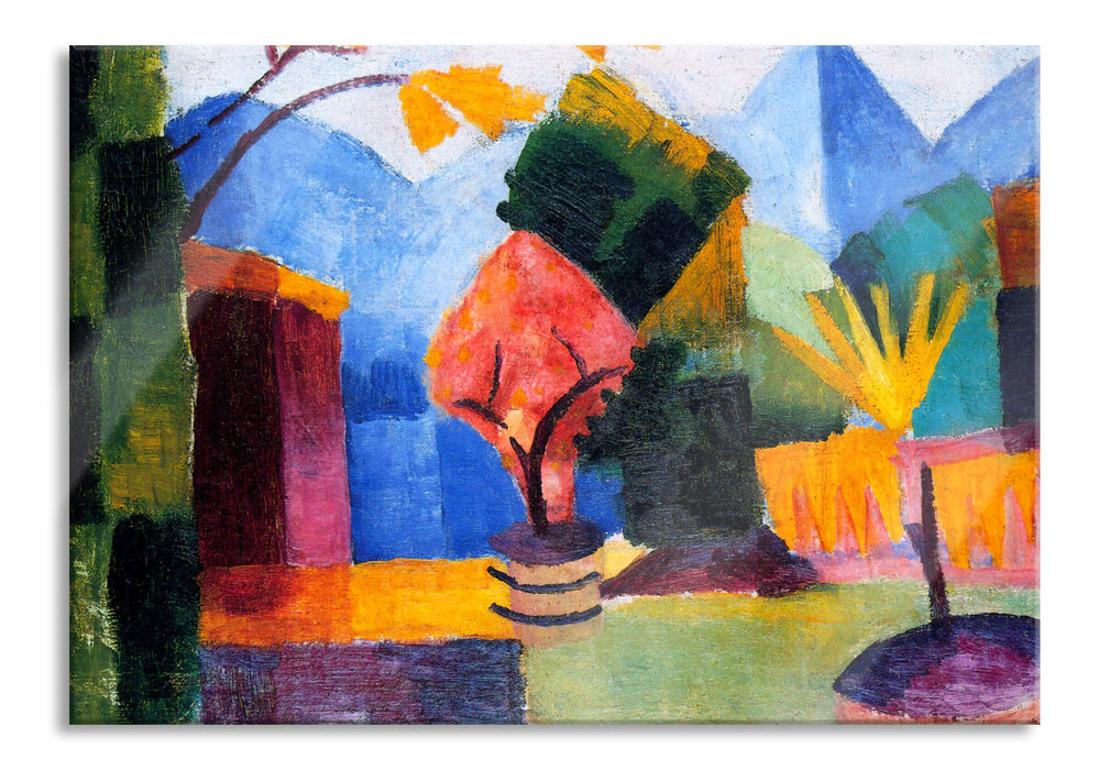 Pixxprint August Macke - Garten am Thuner See , Glasbild