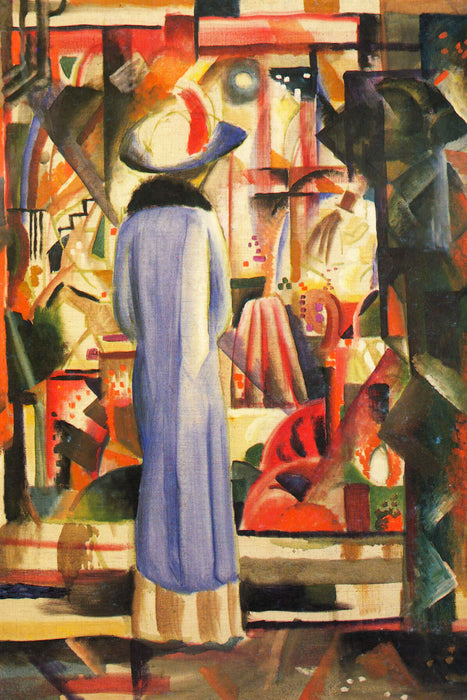 August Macke - Großes helles Schaufenster , Glasbild