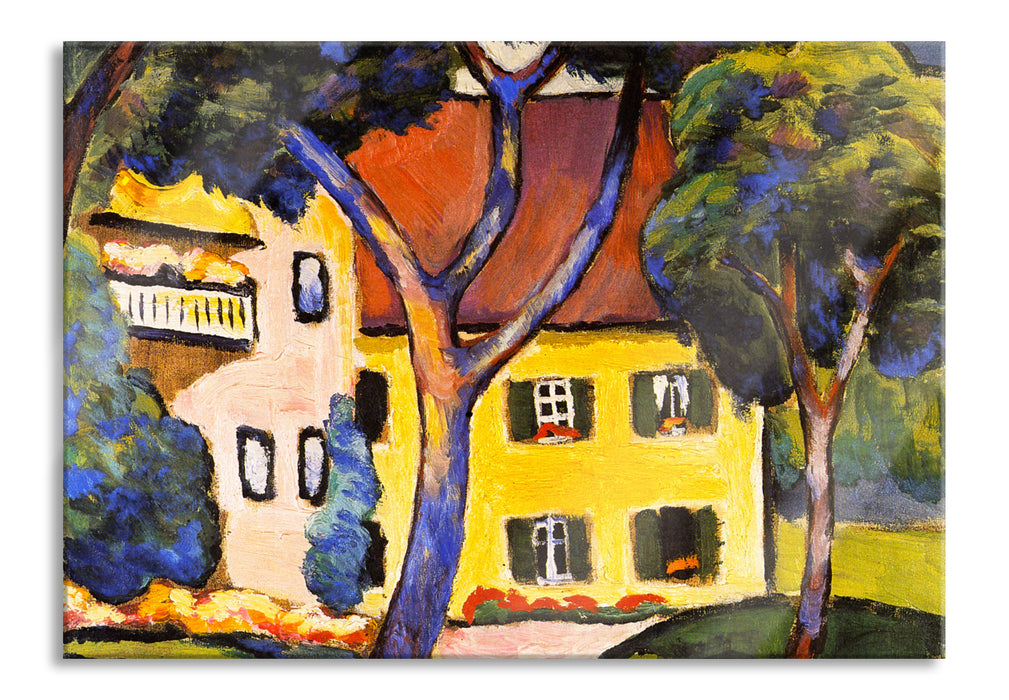 August Macke - Staudacher Haus Tegernsee, Glasbild